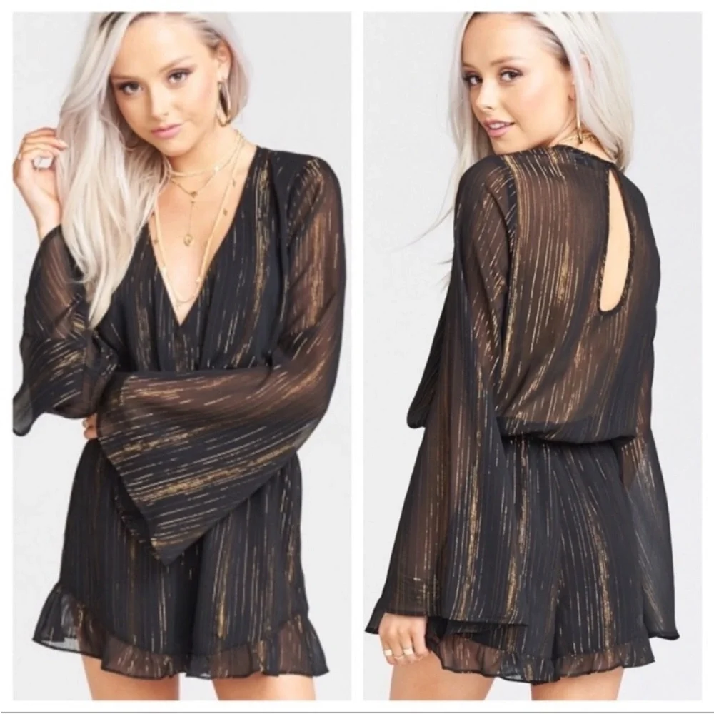 Show Me Your MuMu Loretta Romper in Sparkle & Shine Black - Picture 1 of 7